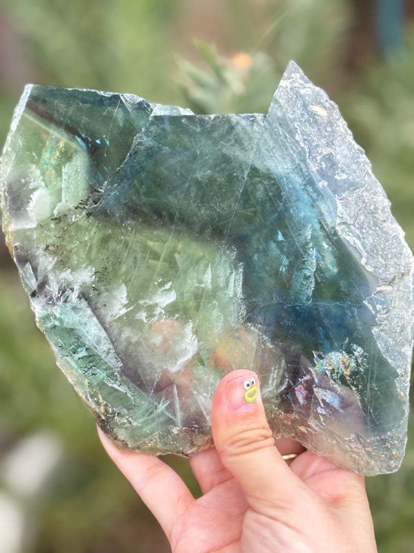 フローライト　透明感　高品質　ハイグレード　スラブ　ギラギラ虹