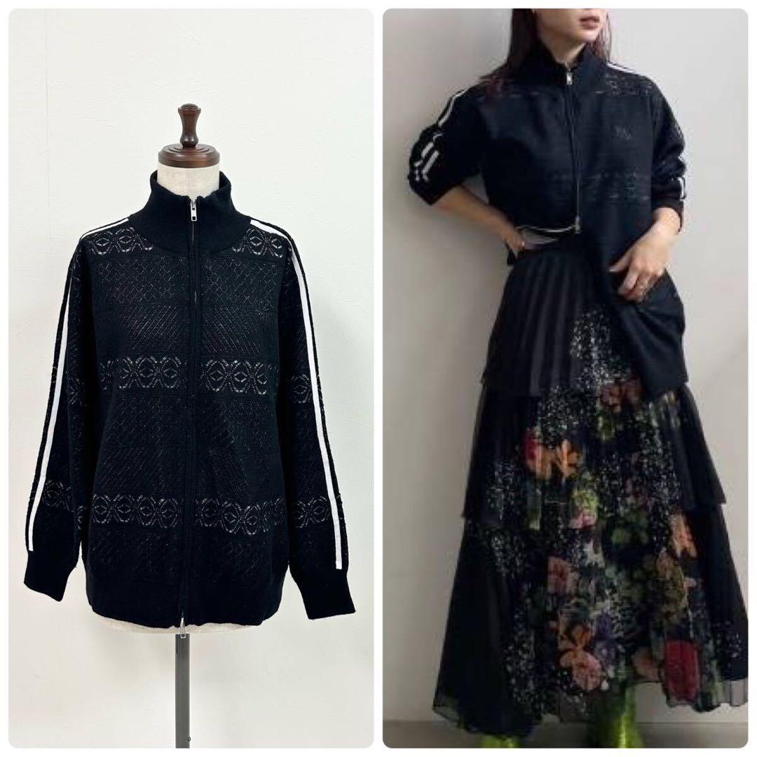 23aw Ameri アメリ レース 柄 ニット トラック ジャケット ブラック