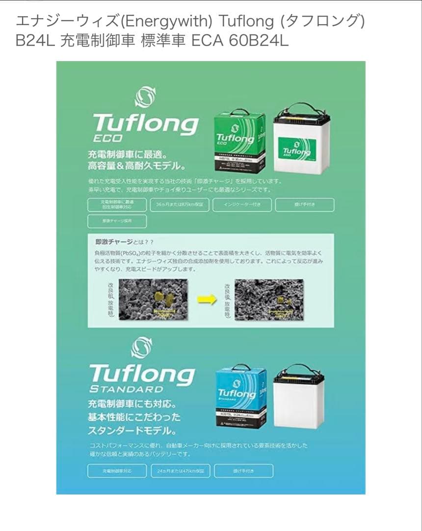 Energywith Tuflong 充電制車 標準車 ECO 60B24L