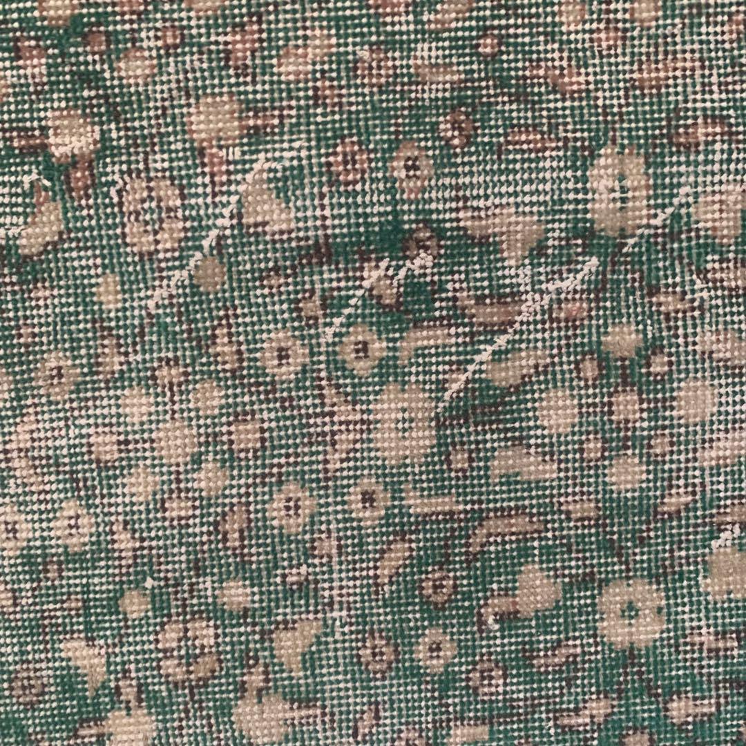 ピーコックグリーン　小花　ボタニカル 215×112 トルコヴィンテージラグ