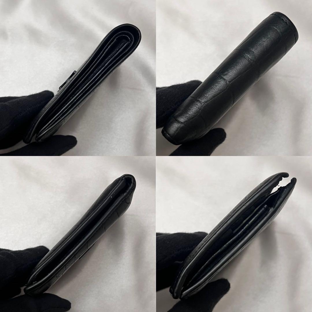 ◇美品◇サンローラン　クロコ型押し　バイフォールドウォレット　YSLロゴ　黒