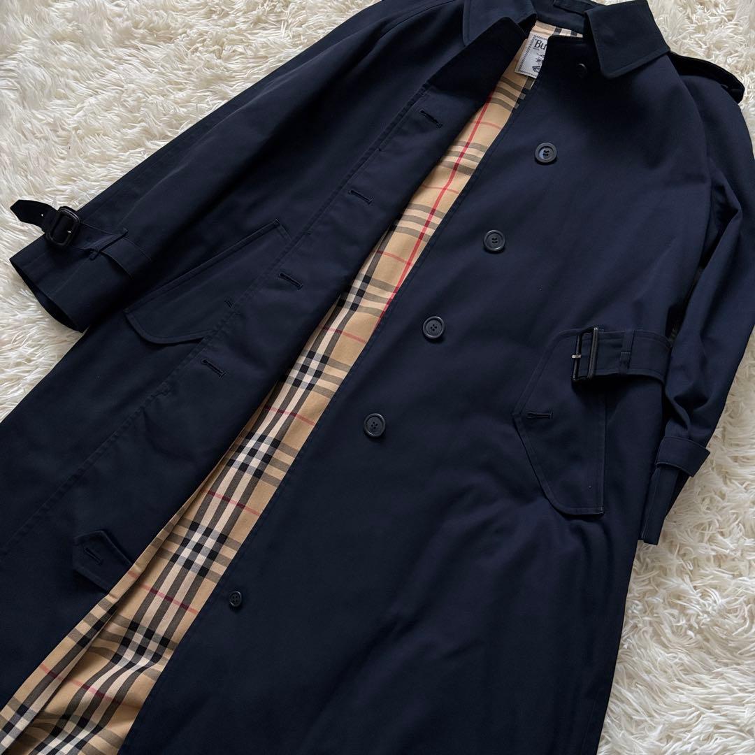 希少 Burberrys トレンチコート ベルト付き ロング ネイビー
