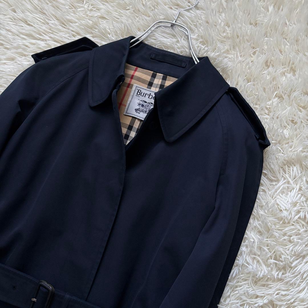 希少 Burberrys トレンチコート ベルト付き ロング ネイビー