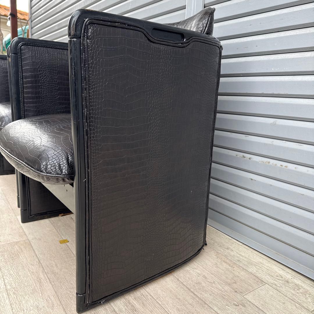 クロコダイル　型押し　シングルソファ　1人掛け　セット