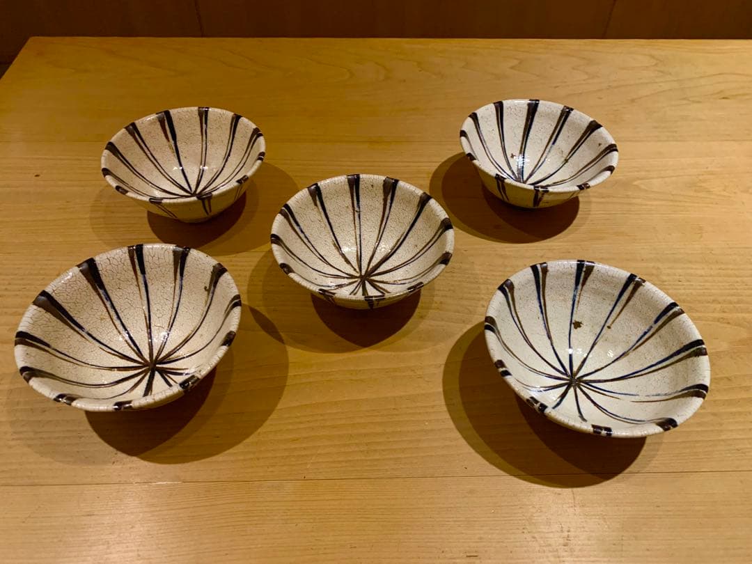 木俣薫 麦藁手 飯碗/小鉢 5客セット 貫入 陶芸 作家もの