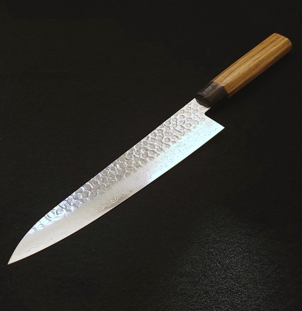 AUS10 ダマスカス 牛刀包丁 240㎜ G8150 焼栗柄 月光作