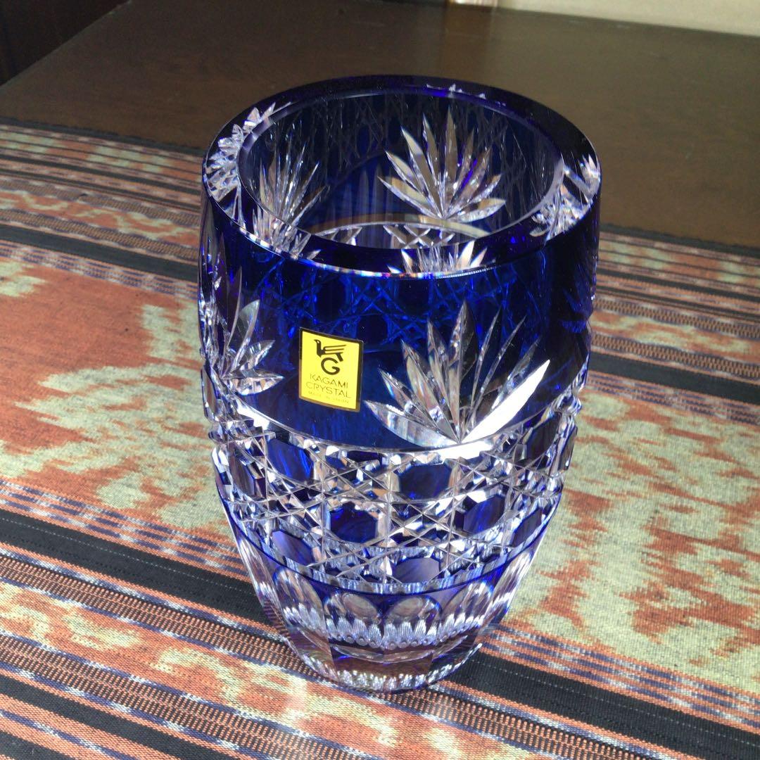 『メルうー特価』　江戸切子　カガミクリスタル 『笹っ葉に八角籠目紋』　花瓶