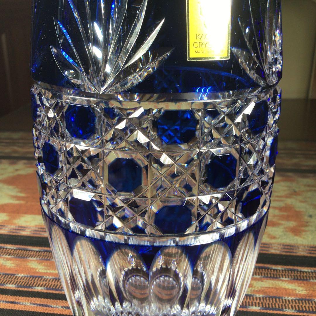 『メルうー特価』　江戸切子　カガミクリスタル 『笹っ葉に八角籠目紋』　花瓶