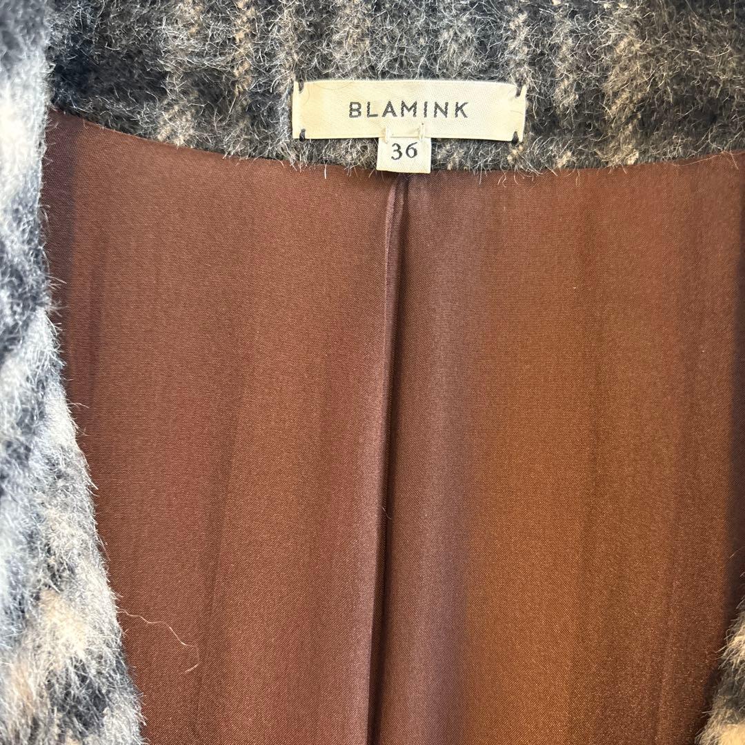 BLAMINK ブラミンクアルパカ混チェックコート 36