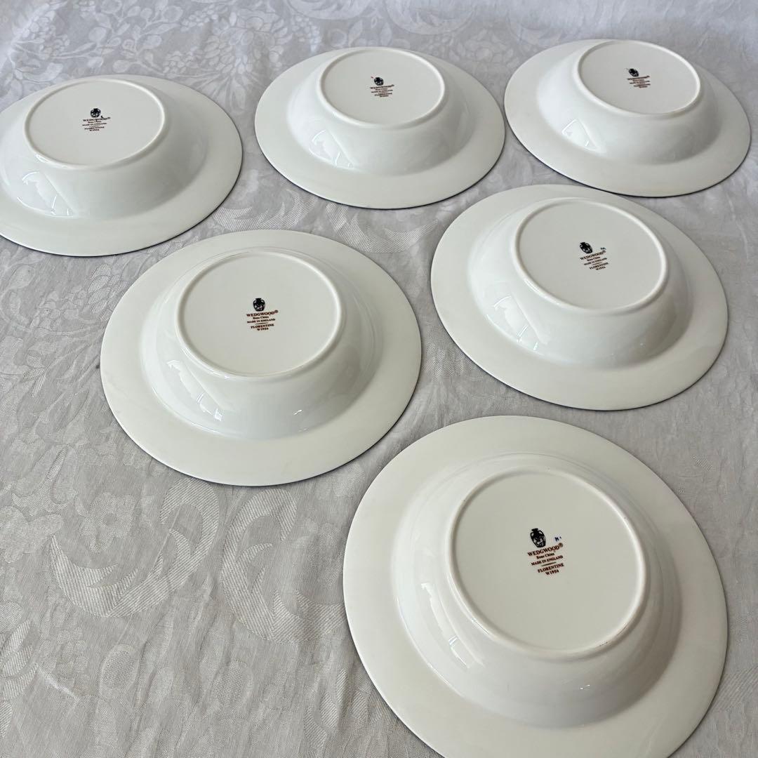 【】フロレンティーン　コバルト　スープ皿　6枚　20cm