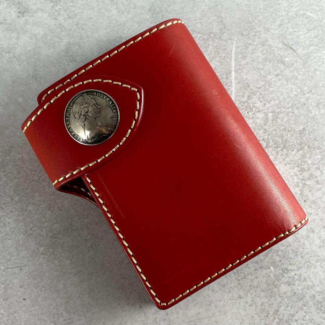 mamakin ママキン バイカーズウォレット 赤 コンチョ レッド レザー