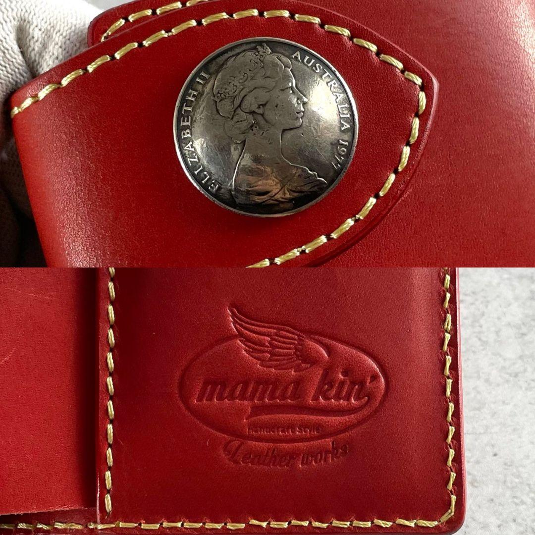 mamakin ママキン バイカーズウォレット 赤 コンチョ レッド レザー