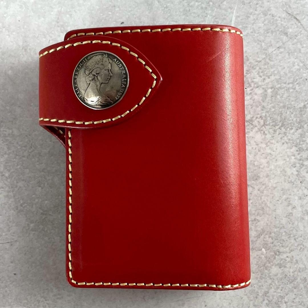 mamakin ママキン バイカーズウォレット 赤 コンチョ レッド レザー