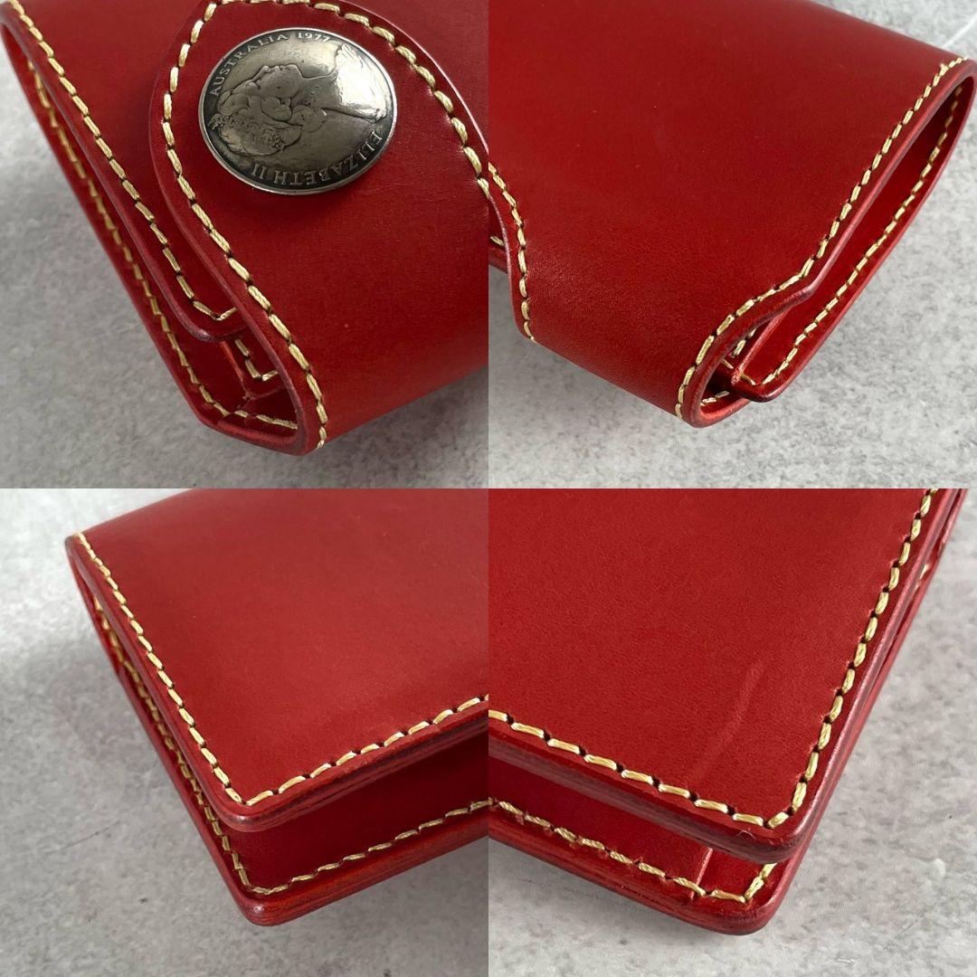 mamakin ママキン バイカーズウォレット 赤 コンチョ レッド レザー