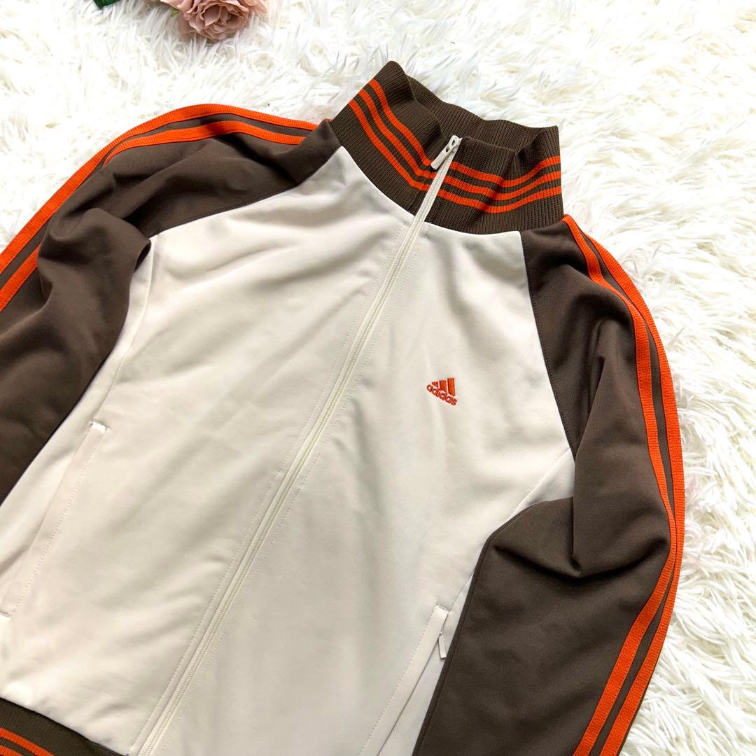 Y2K✨極美品✨アディダス トラックジャケット 刺繍ロゴ クリーム ブラウン L