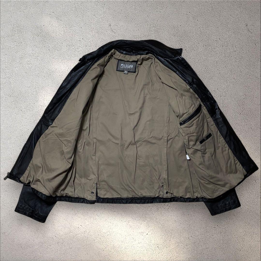 専用ウィルソンズレザーXLトラッカージャケットシングルライダースジップアップブラ