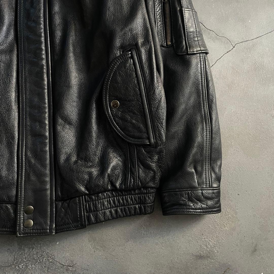 type battle ”牛革“ 黒“ heavy “bomber jacket