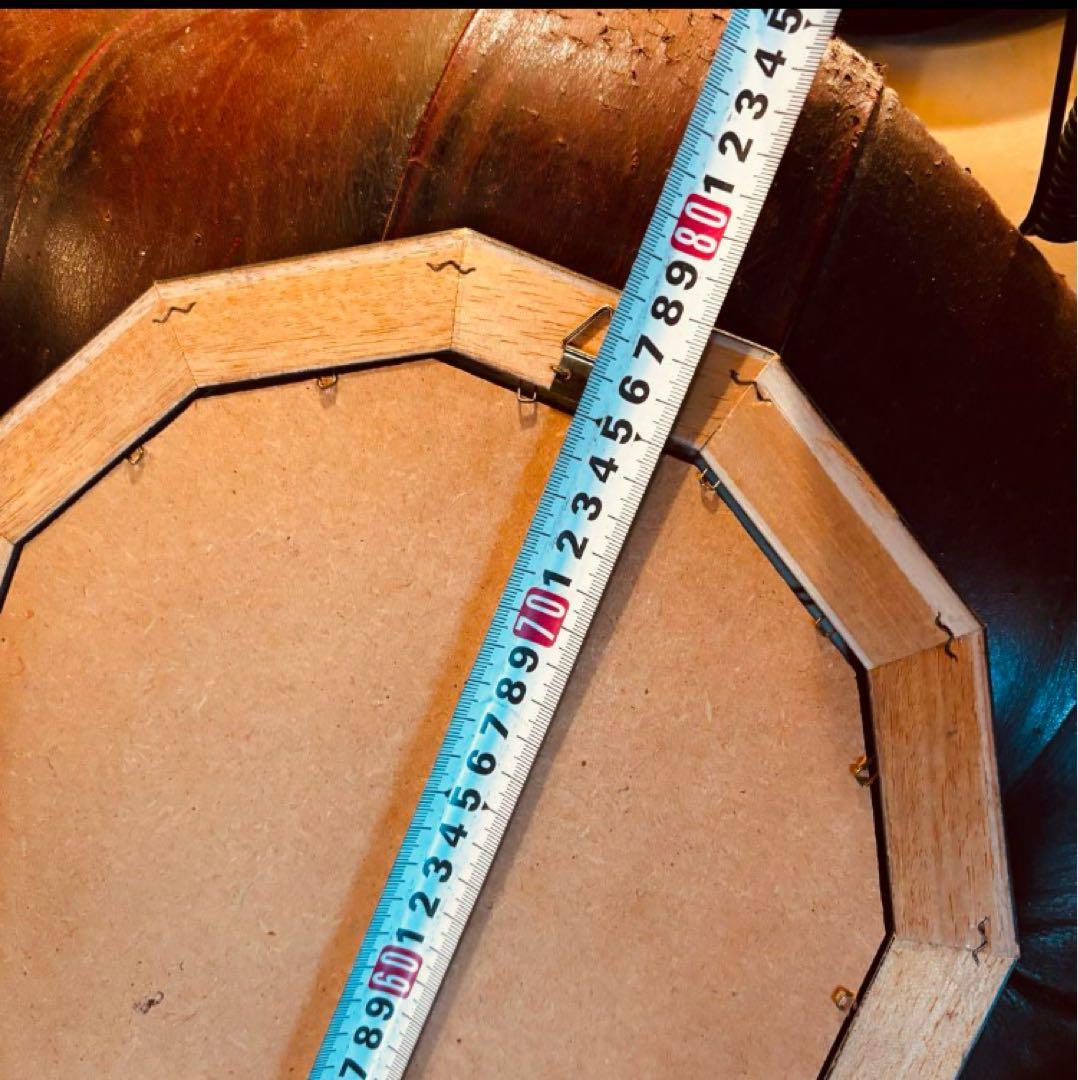 湯布院アンティーク イタリアウォールミラー八角形 凸ガラス 金彩装飾 ロココ姿鏡