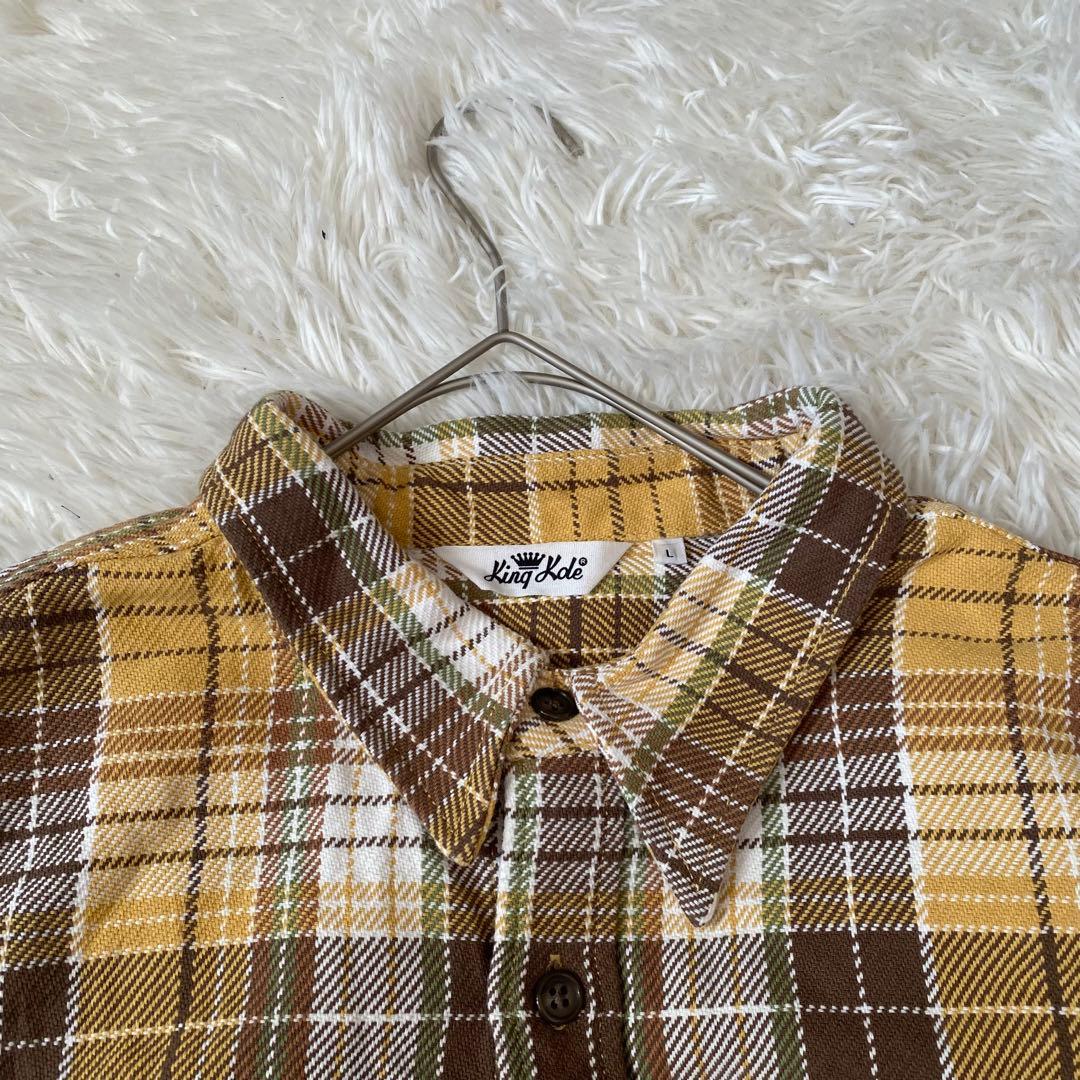 美品【King Kole/キングコール】柄長袖ネルシャツ(L)100%コットン