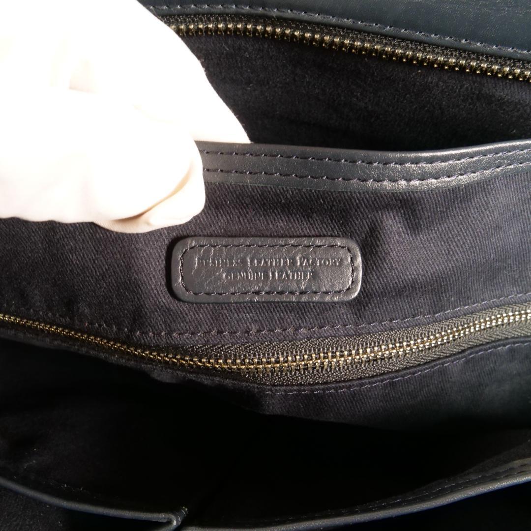 美品✨ビジネスレザーファクトリー トートバッグ A4収納可 レザー ネイビー