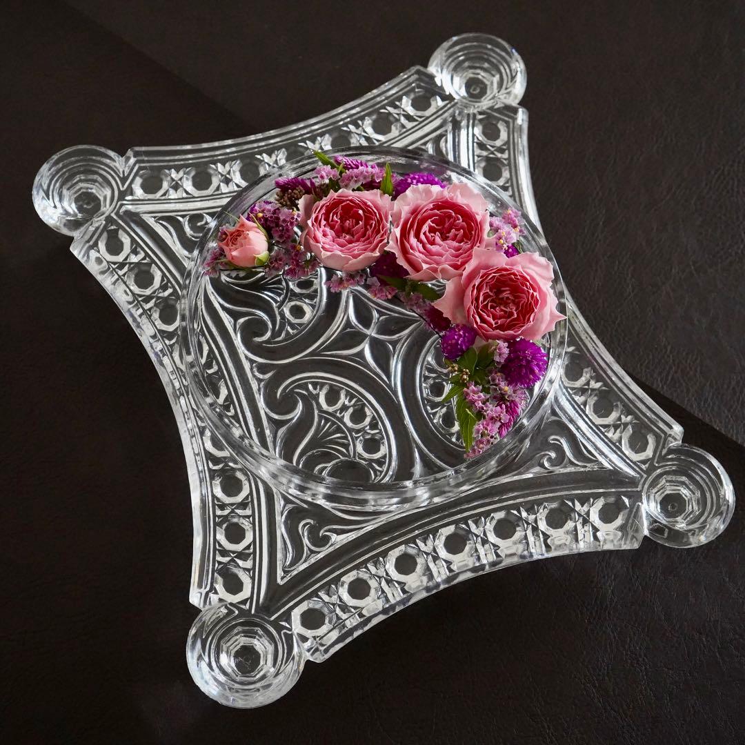 オールドバカラ ディアマン・ピエーリー プレート/トレイ/花器/花瓶★レア★高級