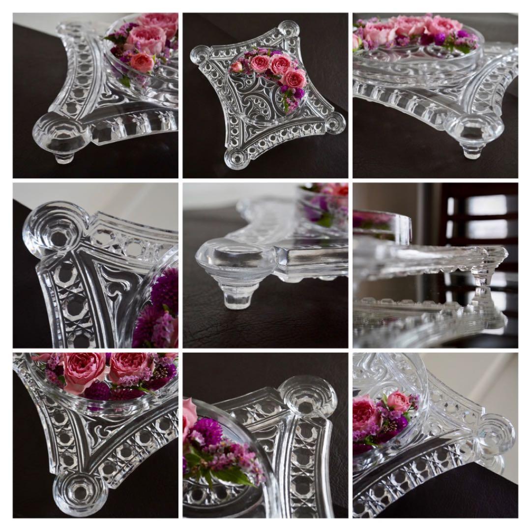 オールドバカラ ディアマン・ピエーリー プレート/トレイ/花器/花瓶★レア★高級