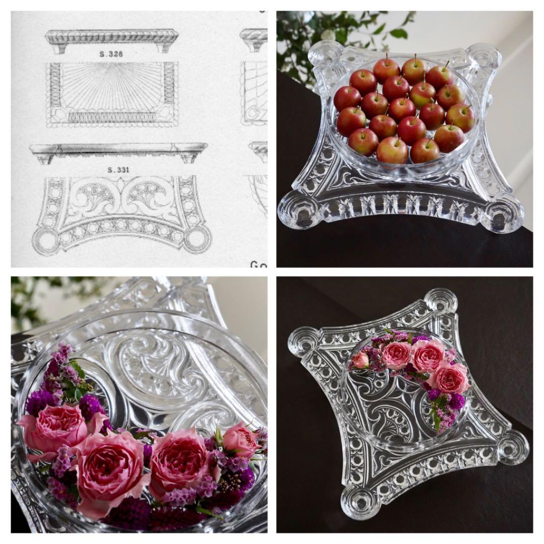 オールドバカラ ディアマン・ピエーリー プレート/トレイ/花器/花瓶★レア★高級