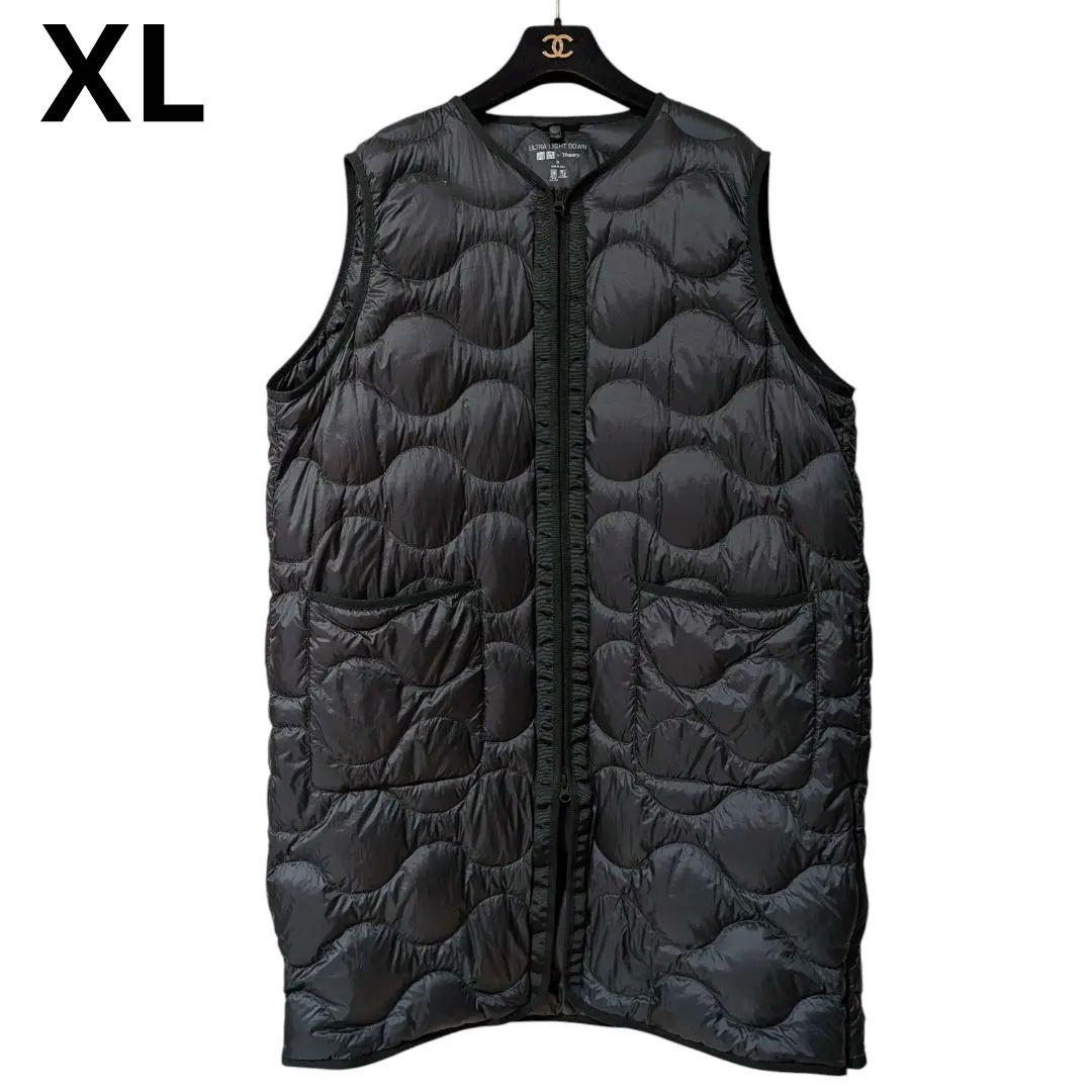 美品 ユニクロ セオリー ウルトラライトダウン ロングベスト ブラック XL