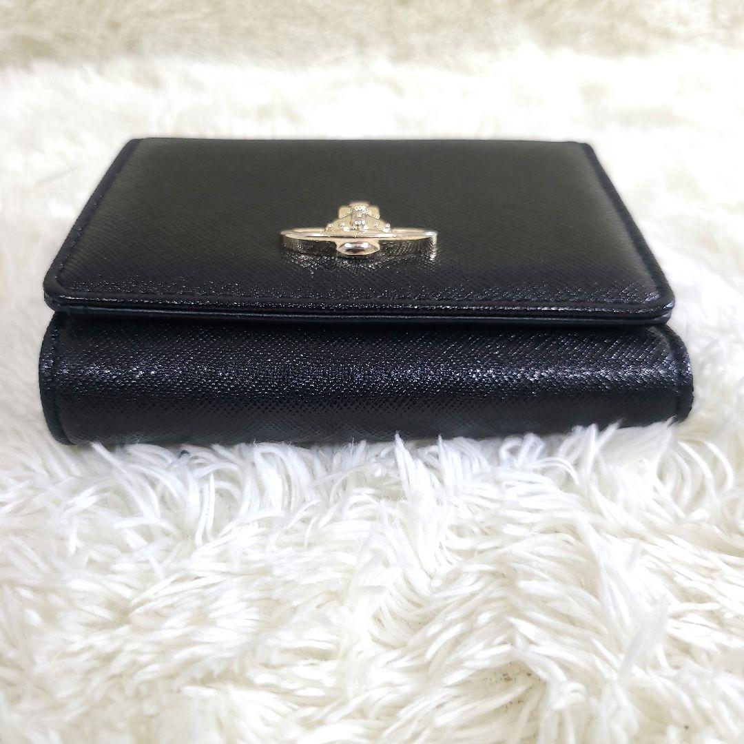 ヴィヴィアンウエストウッド 三つ折り財布 がま口 レザー オーブ ブラック