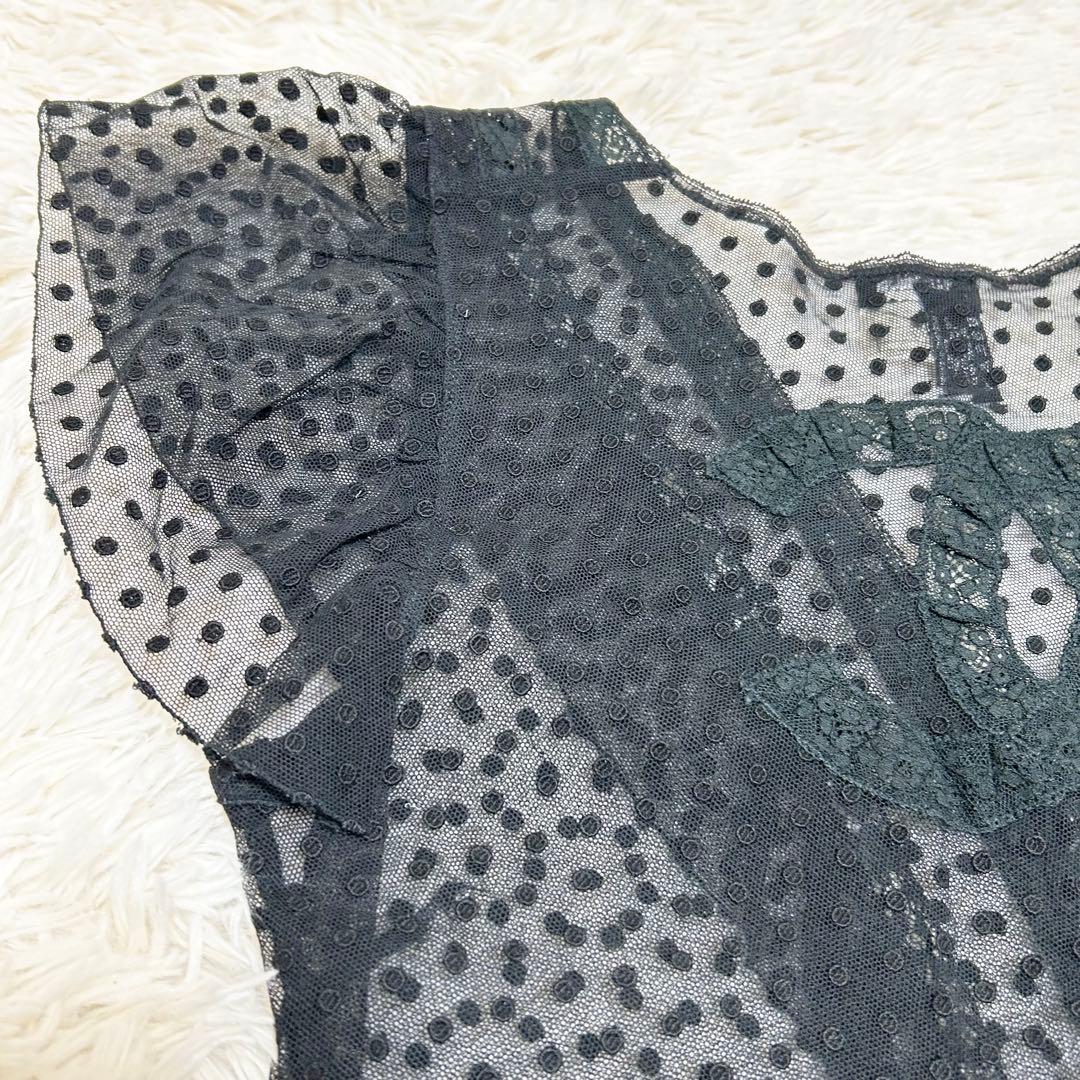 【美品】CHANEL シャネル ココマーク レース ブラウス 半袖 34