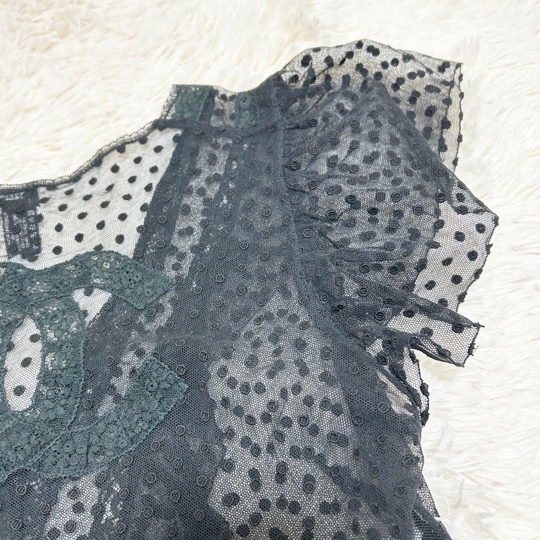 【美品】CHANEL シャネル ココマーク レース ブラウス 半袖 34