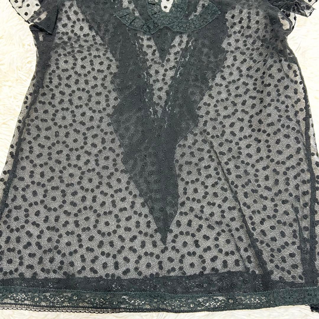 【美品】CHANEL シャネル ココマーク レース ブラウス 半袖 34