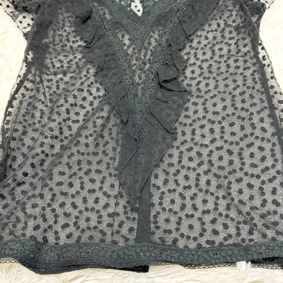 【美品】CHANEL シャネル ココマーク レース ブラウス 半袖 34