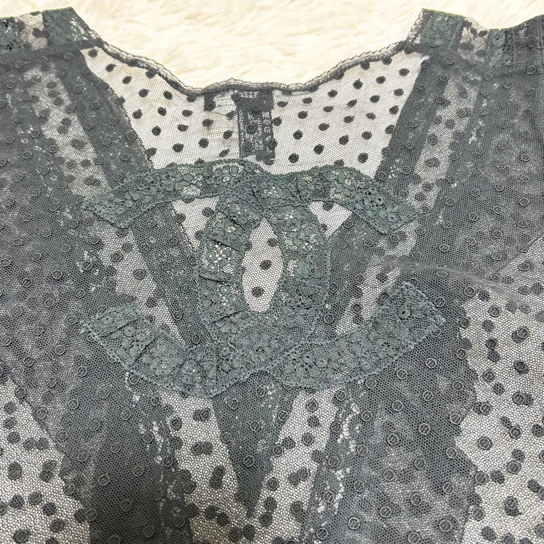 【美品】CHANEL シャネル ココマーク レース ブラウス 半袖 34