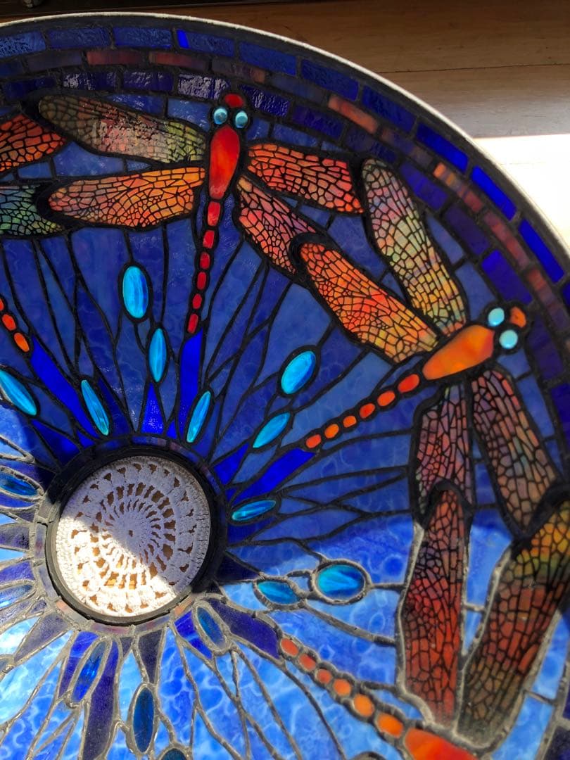【ティファニーモールド使用】ドラゴンフライ　豪華ステンドグラス　フロアスタンド