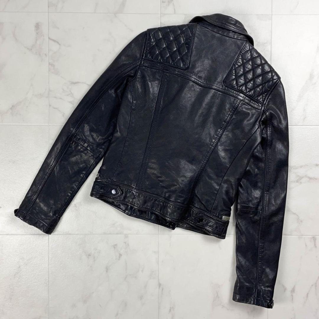 ALLSTAINTS ダブルライダースレザージャケット 黒サイズS*YC743