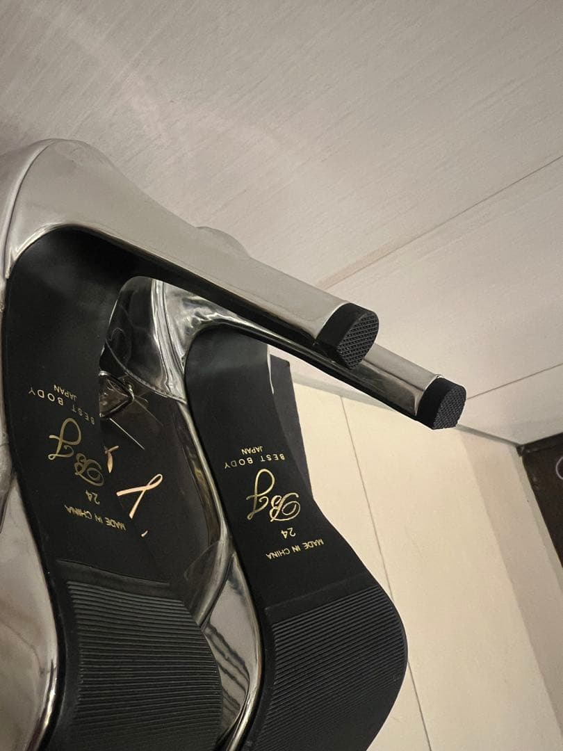 ベストボディジャパン公式ヒール24cm クリアストラップシルバー ⭐️再々々値下⭐️