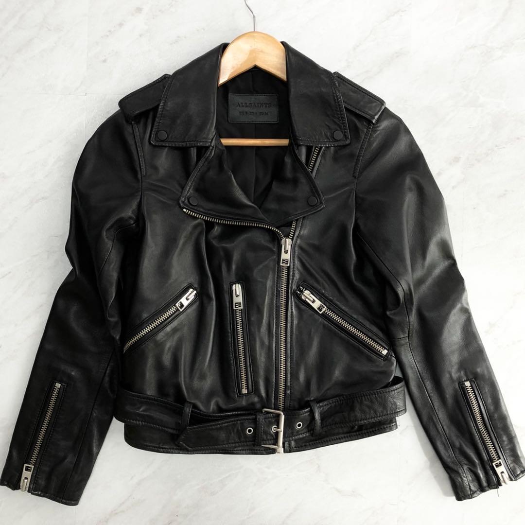 【未使用級】 ALL SAINTS ダブル ライダース ラムレザー ブラック 4