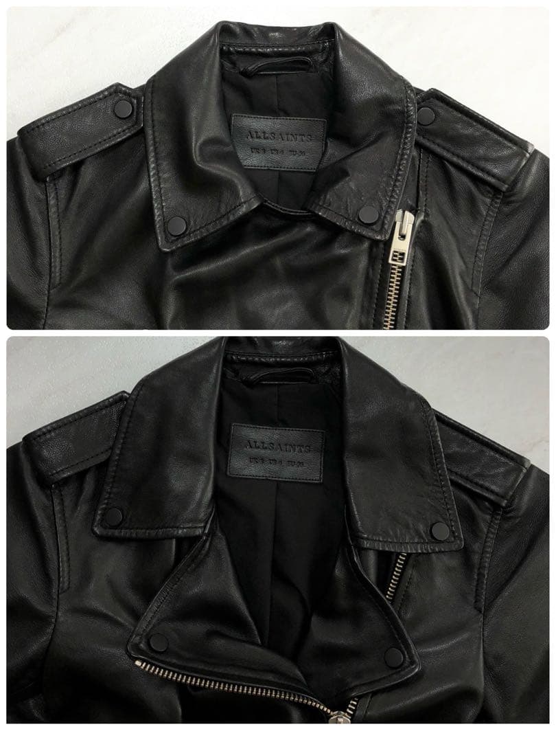 【未使用級】 ALL SAINTS ダブル ライダース ラムレザー ブラック 4