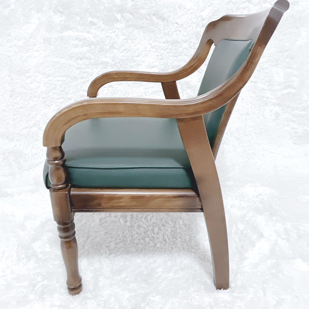 karimoku カリモク アームチェア レザー ミドリCC3600GK②