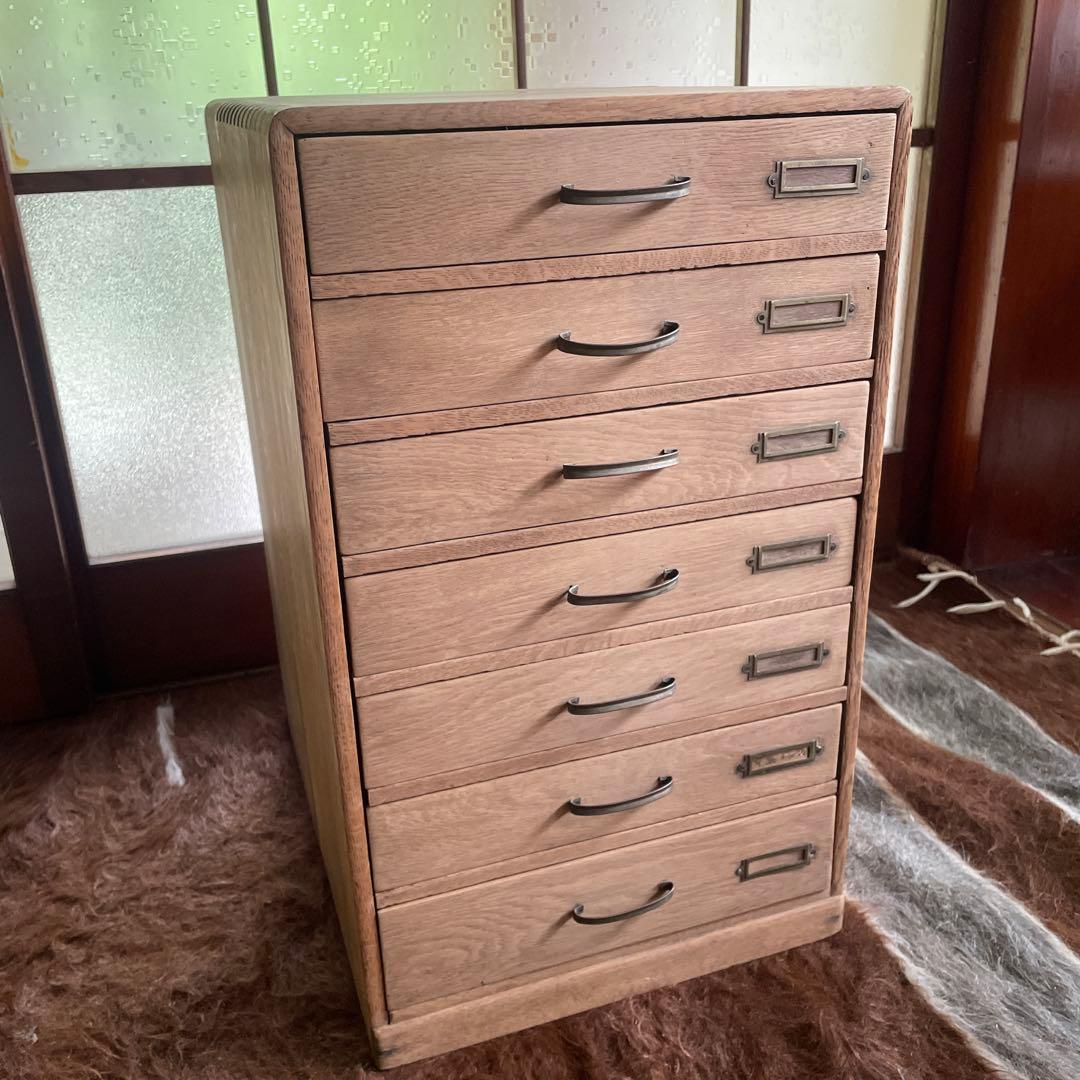 アンティーク　欅　小引き出し　書類棚　レトロ　収納棚　書類ケース　店舗什器