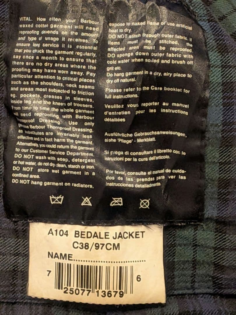 Barbour BEDALE 38 バブアー ビデイル オイルドジャケット