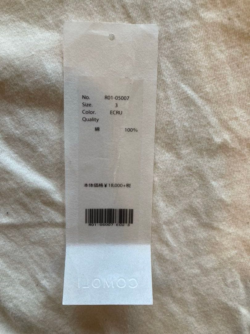 COMOLI フットボールTシャツsize3エクリュ　コモリ