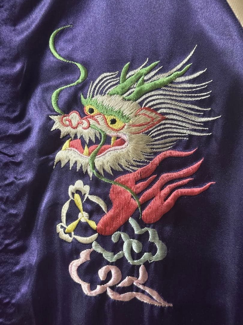 ★希少美品！テーラー東洋 リバーシブルスカジャン 鷲虎龍 ブラック/パープル L