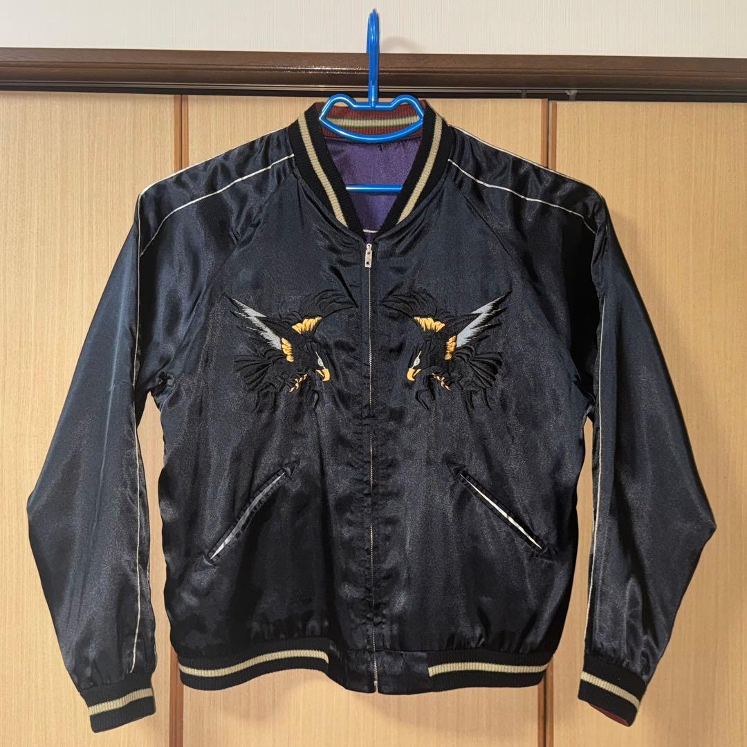 ★希少美品！テーラー東洋 リバーシブルスカジャン 鷲虎龍 ブラック/パープル L