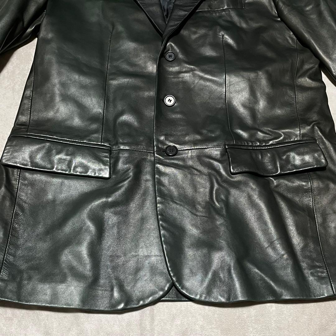 ルッフォ　RUFFO　レザー　テーラードジャケット　シングル　イタリア製　黒