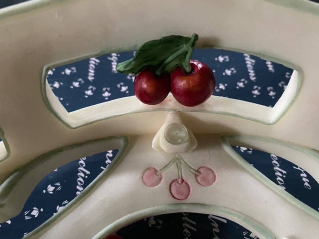 さくらんぼ 陶器 皿 チェリー プレート フルーツ 飾り皿 ロココ 姫 メルヘン