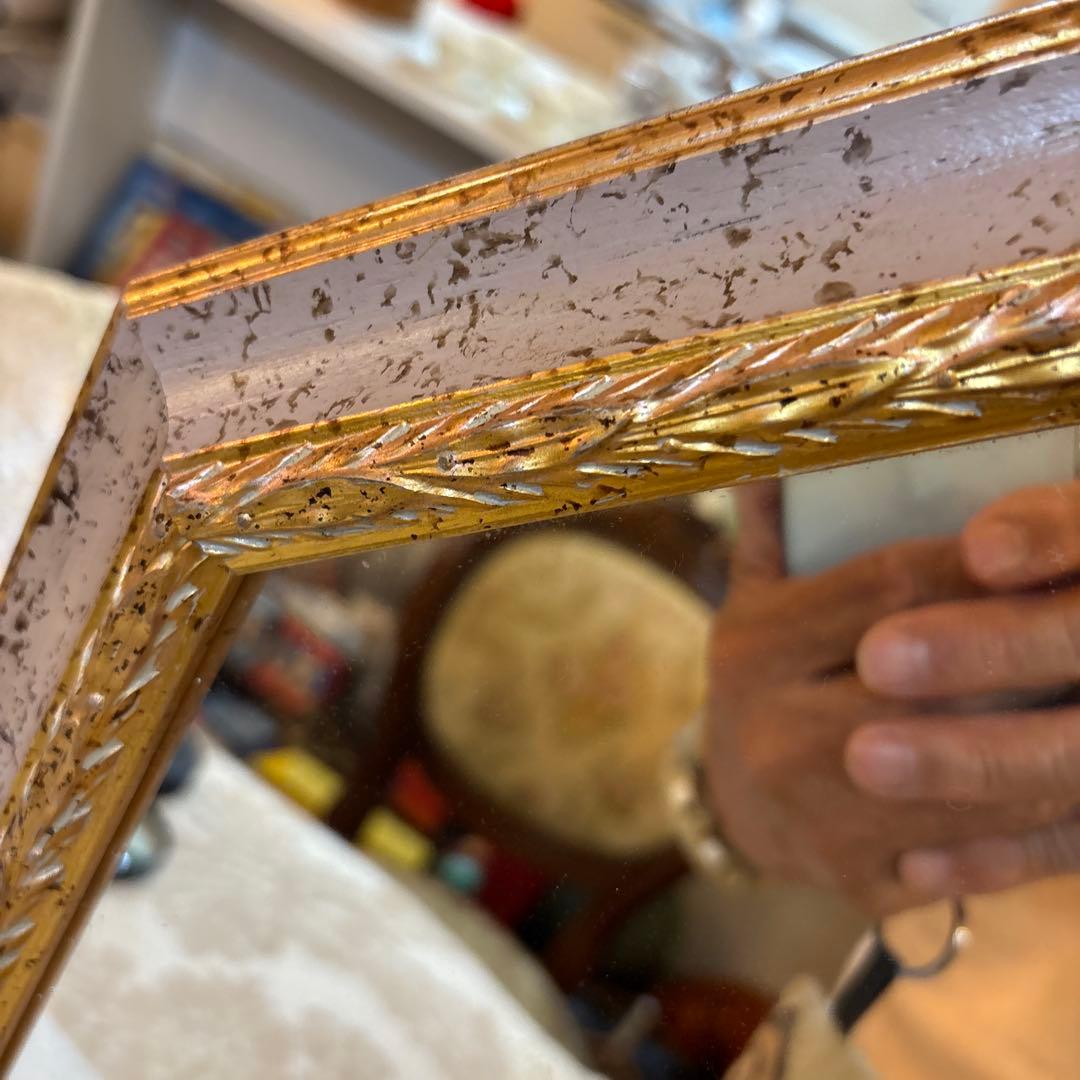 イタリア製金色装飾八角鏡