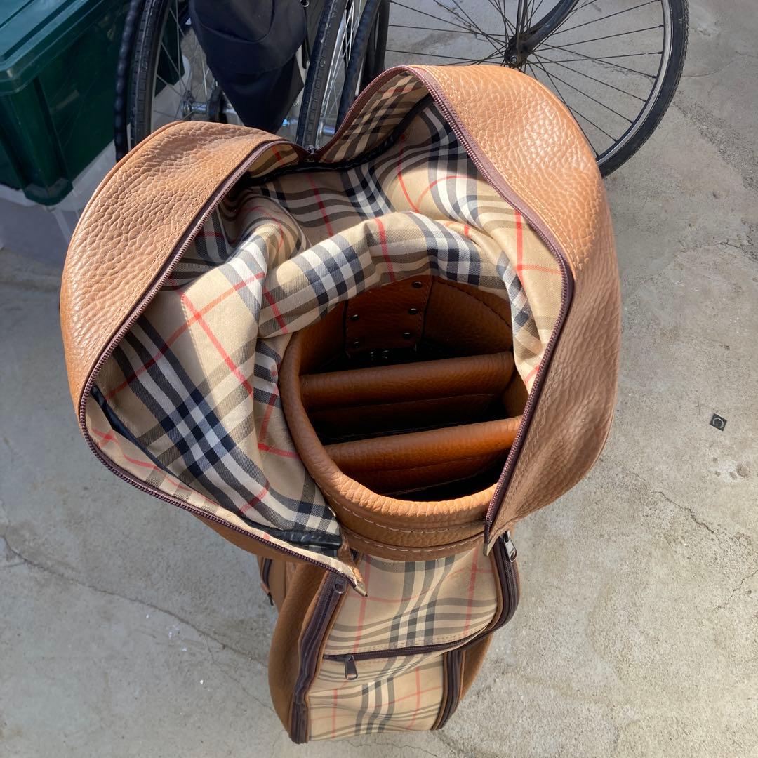‏*ﬞ様 Burberry 本革 ノヴァチェック柄 キャディバッグ ゴルフバッグ