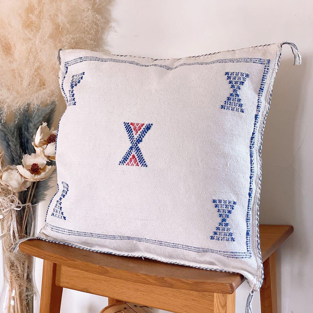 モロッコ製 カクタスシルク サブラ クッションカバー 約45×48cm